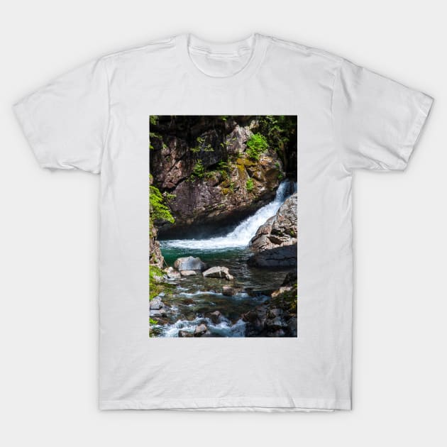 Small Waterfall In Mountain Stream T-Shirt by KirtTisdale